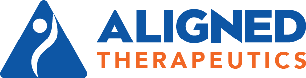Aligned Therapeutics horizontal logo in blue and orange
